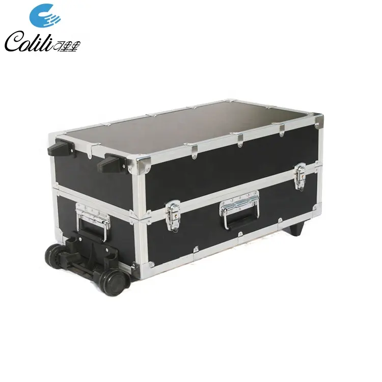 Flight Case in alluminio con ruote avvolgibili per DJ con carrello