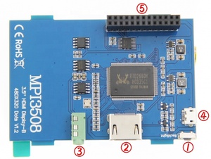 Pantalla LCD de 3,5 "MPI3508 480*320 con fuente de alimentación Mini-USB de 5V/1A/2A para Raspberry Pi y entrada de PC y pantalla táctil - Product Image 3