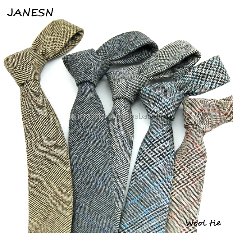 New Fashion Mens Handmade Plaid Wool Slim Tie
