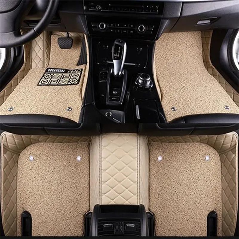 Tapetes de carro 5d personalizado, tapetes de carro decorativos com dupla camada de couro, adequado para 3 séries 5, modelo bmw