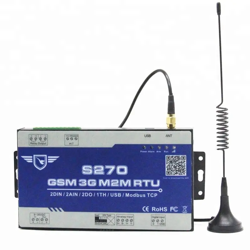 S270 Многофункциональный телеметрический терминал, умный регулятор температуры GSM Cellular IoT RTU (2DIN,2AIN/PT100,2 реле, 1, USB)
