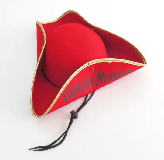 Promoção direto da fábrica traje Feltro Vermelho Chapéu de Pirata Capitão Morgan com guarnição do ouro