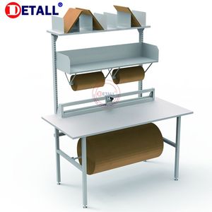 Verpackungs bank Tischs tation mit Luftpolster folie Wickel rolle Schneide maschine Karton Lager regal