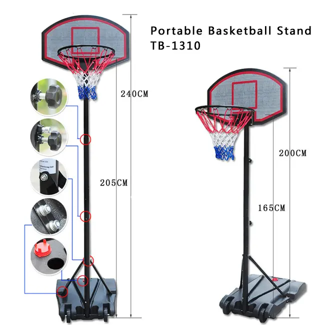 Soporte de baloncesto portátil para exterior/interior, juego de baloncesto TB-1310