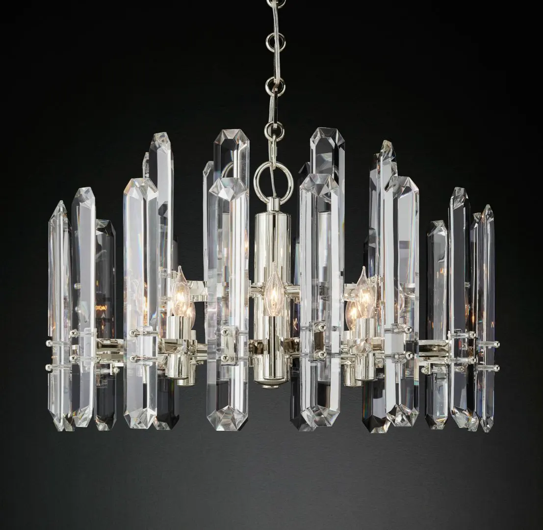 Candelabros de cristal de acero inoxidable dorado, lámparas colgantes grandes de lujo modernas, iluminación de luz para el hogar