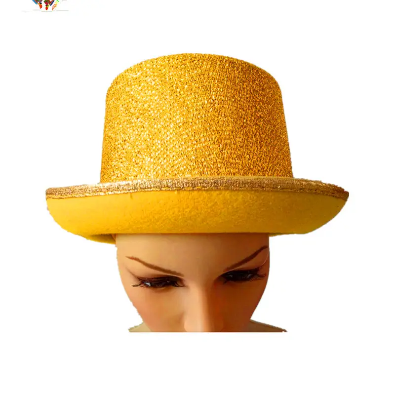 Vestido de fiesta para adulto, disfraz de lujo, Color dorado mágico, Top redondo, sombreros, HPC-3304