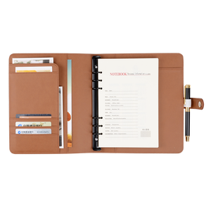 2018 braun a5 Größe <span class=keywords><strong>Notebook</strong></span> PU Leder Planer mit 6 Ring binder