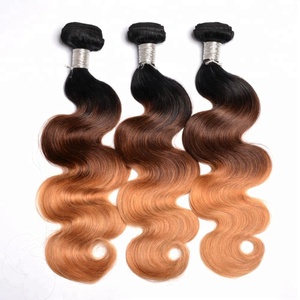 Ombre 3 Ton Renk 1B/4/27 Remy Brezilyalı Vücut Dalga insan saçı örgüsü Demetleri Ile Kapatma - Product Image 4