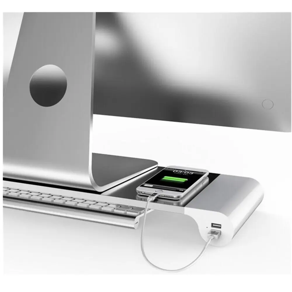 Aluminium Strak Design Monitor Pc Bureau Riser Voor Macbook Imac Stand Met Usb Hub