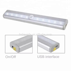 Recarregável 10 <span class=keywords><strong>LED</strong></span> Night <span class=keywords><strong>Light</strong></span> Alumínio Corpo <span class=keywords><strong>Sensor</strong></span> Controle Armário sob Gabinete Luzes para Uso Quarto