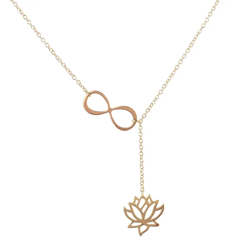 Collar con colgante de símbolo infinito para mujer, colgante de flor de loto OM para el día de la madre