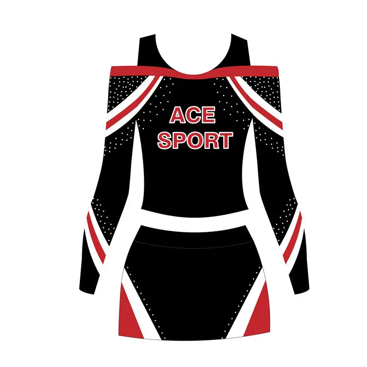 Uniformes de manga larga para cheerleadinguniformes, vestidos de animadoras, vestidos de porristas con tejido de LICRA