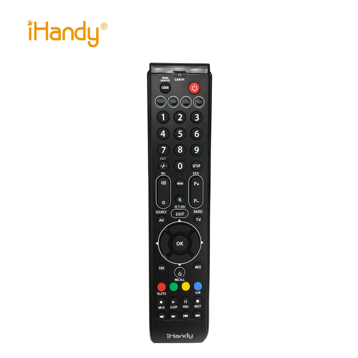 SYSTO IHandy IH-LEARN4IN1 (CRC1806), Kontrol Jarak Jauh UNIVERSAL untuk TV SAT DVD AUX 4 In 1 Remote Kontrol dengan Pembelajaran