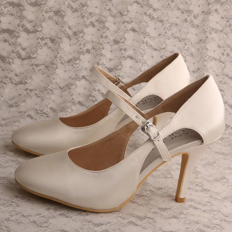 Mary Jane-zapatos de boda para mujer, color marfil