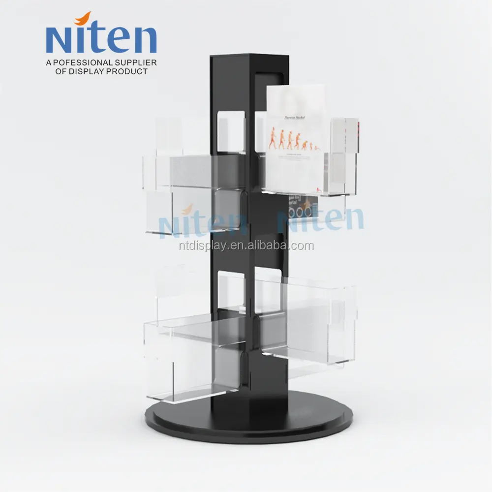 Tabletop acrylic magazines display racks rotating book stand
