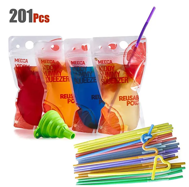Custom Reusable Clear Stand Up Water Milk Popsicle Cooler Plastic Drink Beverage Shop Packaging Bag Pouch Kids Juice Packages