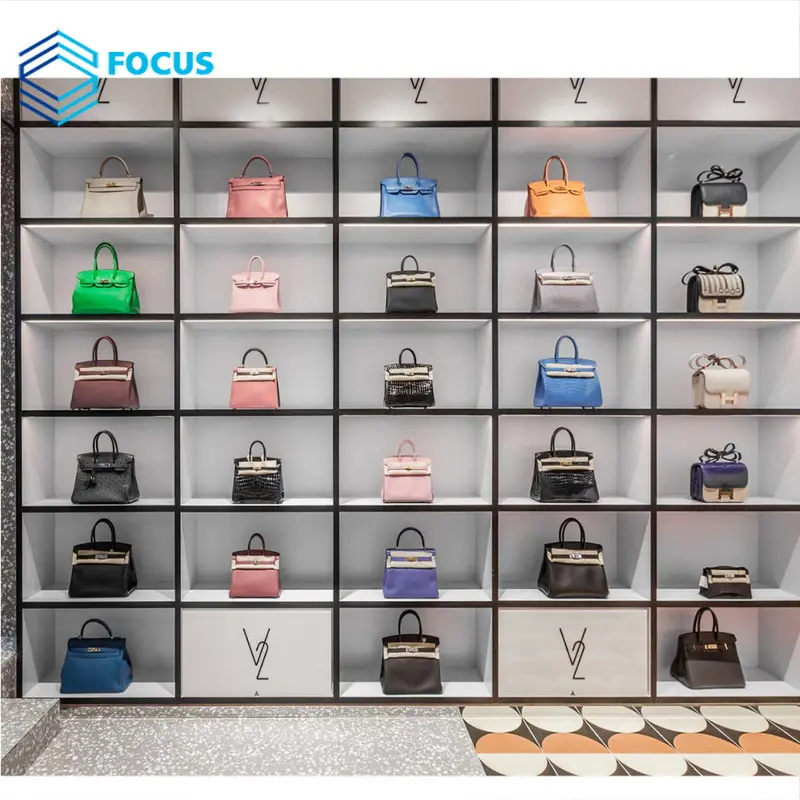 High Quality Display Shelf Ladies Bags Wall Showcase Handbag Showroom Display Stand