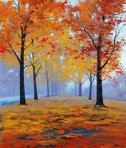 装飾美しい秋の風景アート絵画