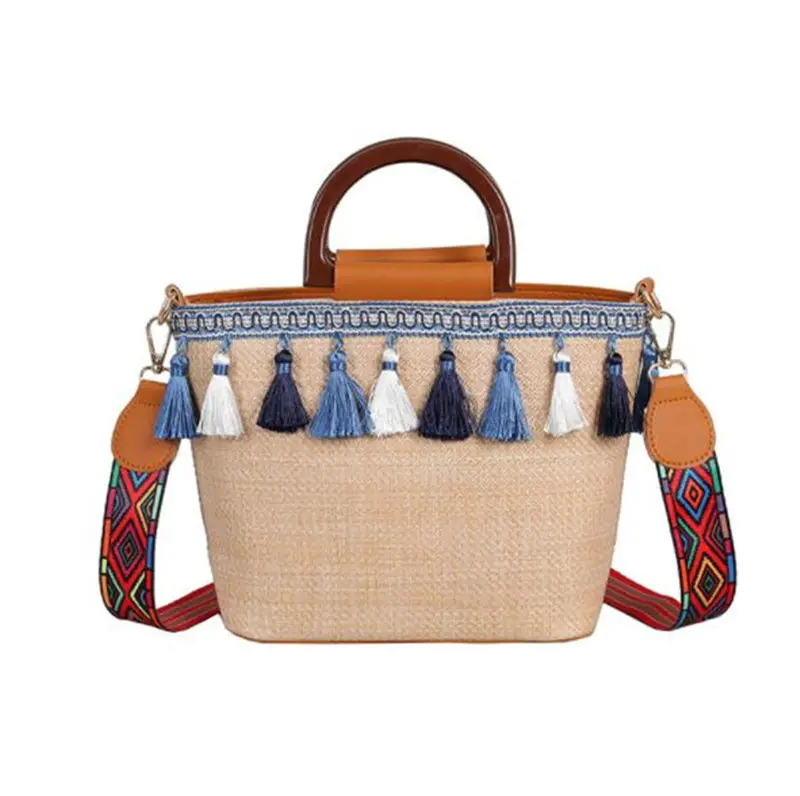 2019 hot selling fashion famous brand summer luxury women straw beach bag, imitated bamboo bag for women bolso playa