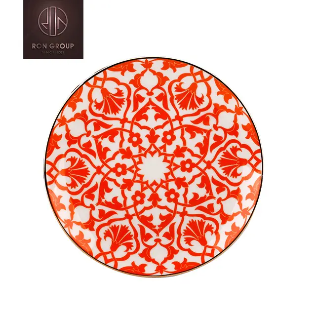 Melhor preço colorido china cerâmica redondo servir prato conjunto jantar placas para restaurante catalisador hotel