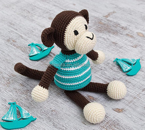 批发婴儿钩针 Amigurumi 毛绒玩具 100% 手工环保棉纱针织猴子玩具