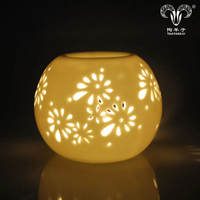 Ball shape Modern design hollow out style fragrance ceramic wax warmer oil burner