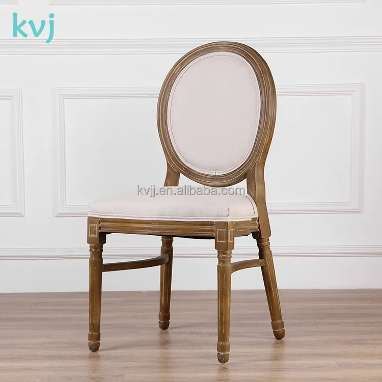KVJ-7142-2 français tissu en bois à dossier rond empilable louis xv xvi xvii chaise pour la promotion