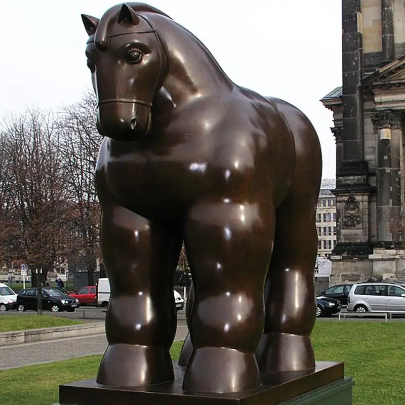 Design moderno riproduzione bronzo fernando botero statua all'aperto scultura di cavallo