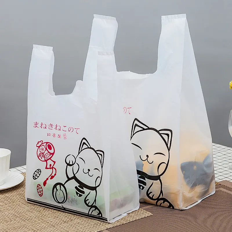 Individuell bedruckte Restaurant-Plastiktüte T-Shirt Food Tack Out Bag