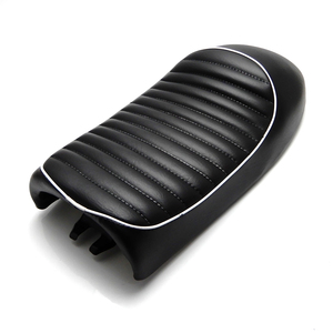 FPLUN005 Yüksek Kalite Ucuz siyah motosiklet koltuk beyaz boru ile Evrensel fit cafe racer için - Product Image 4