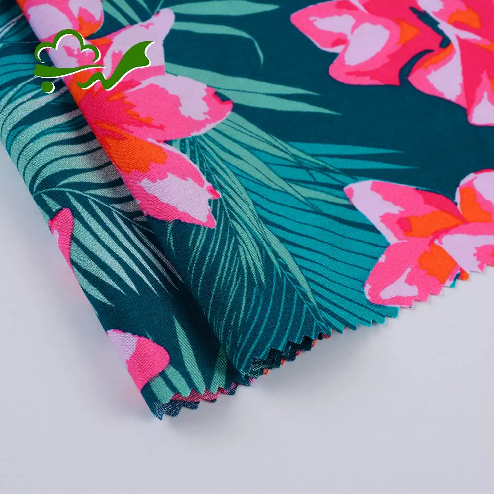 Vendita calda di stile di vacanza su misura tessuto hawaiian rayon della stampa del tessuto per il vestito