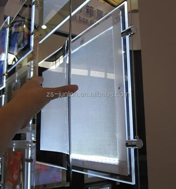 Immobiliare cavo appeso display a led finestra acrilico box di cristallo di luce