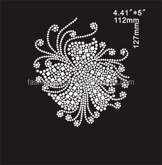 מכירה לוהטת פרח עיצוב Strass תיקון חם ריינסטון העברת מוטיב ברזל על בגדים
