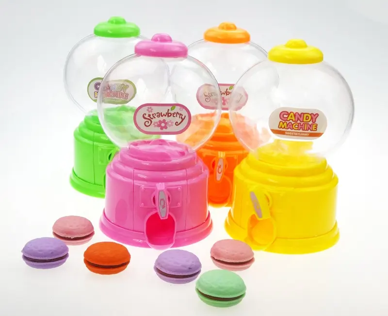 Mini dispensador de dulces de goma para niños, máquina expendedora, ahorro de monedas, banco, juguete