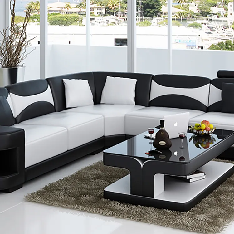 أحدث تصميم الأوروبي طقم أرائك حديثة مجموعة أثاث غرفة المعيشة أريكة جلدية