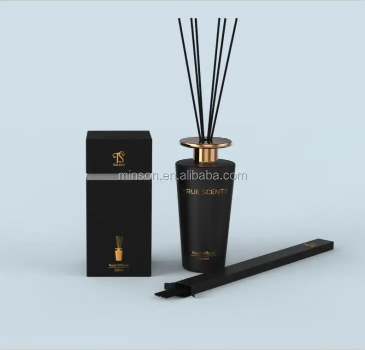 500ml round black perfume reed diffuser glass bottle for air freshener