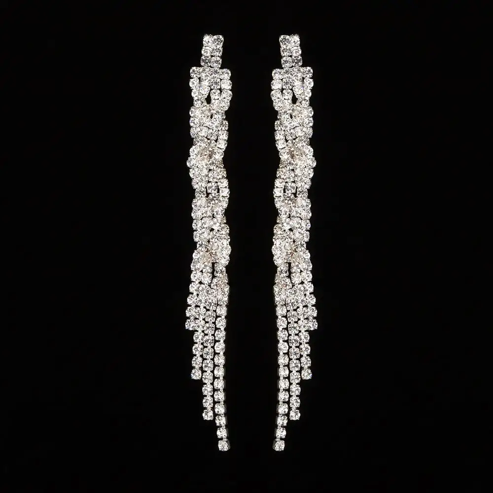 Delle donne Lungo Orecchini Con Strass Appeso 2019 Alla Moda Di Lusso di Cristallo Ciondola Earing Monili di Modo