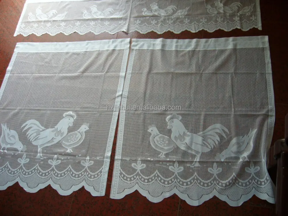 Conjunto de cortinas de cozinha 3 peças, rendas