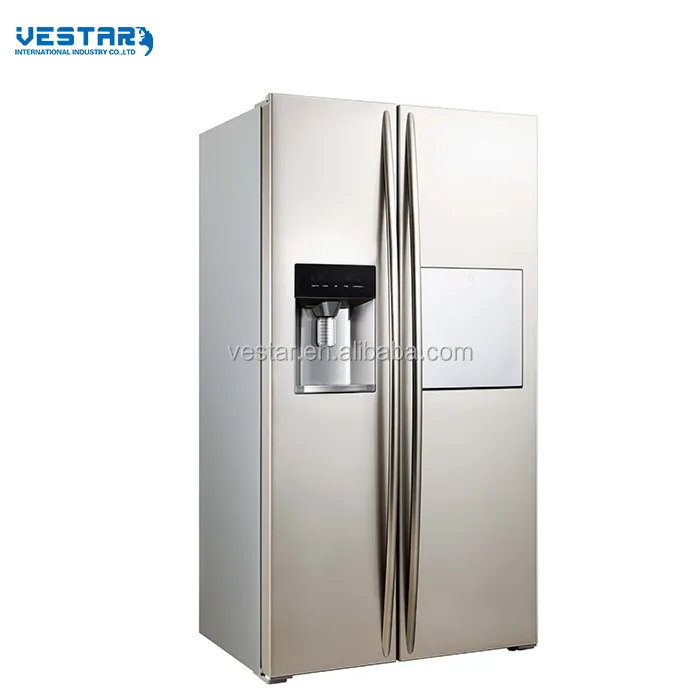 Refrigerador de doble puerta, lateral a lado, doméstico, con dispensador de agua