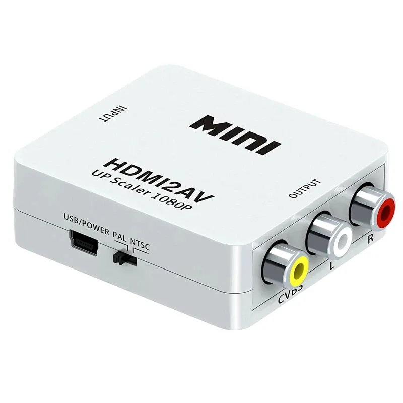 HDMI2AV конвертер 1080p белая коробка HD ВХОД к AV RCA CVBS композитный выходной адаптер