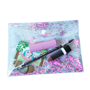 <strong>New</strong> Products Nice Looking PVC Clear Glitter Makeup Bag Cosmetic <strong>Pouch</strong> with Snap Button Closure - Product Image 2