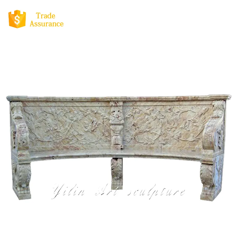 Natural Stone Marble Garden Bench with Back