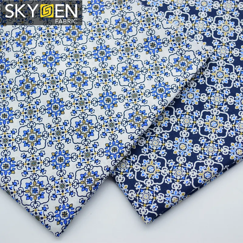 Skygen Plain Weave Mềm Tùy Chỉnh In 60X60 100 Cotton Người Đàn Ông Phụ Nữ Vải Vải Cho Phụ Nữ Người Đàn Ông Quần Áo