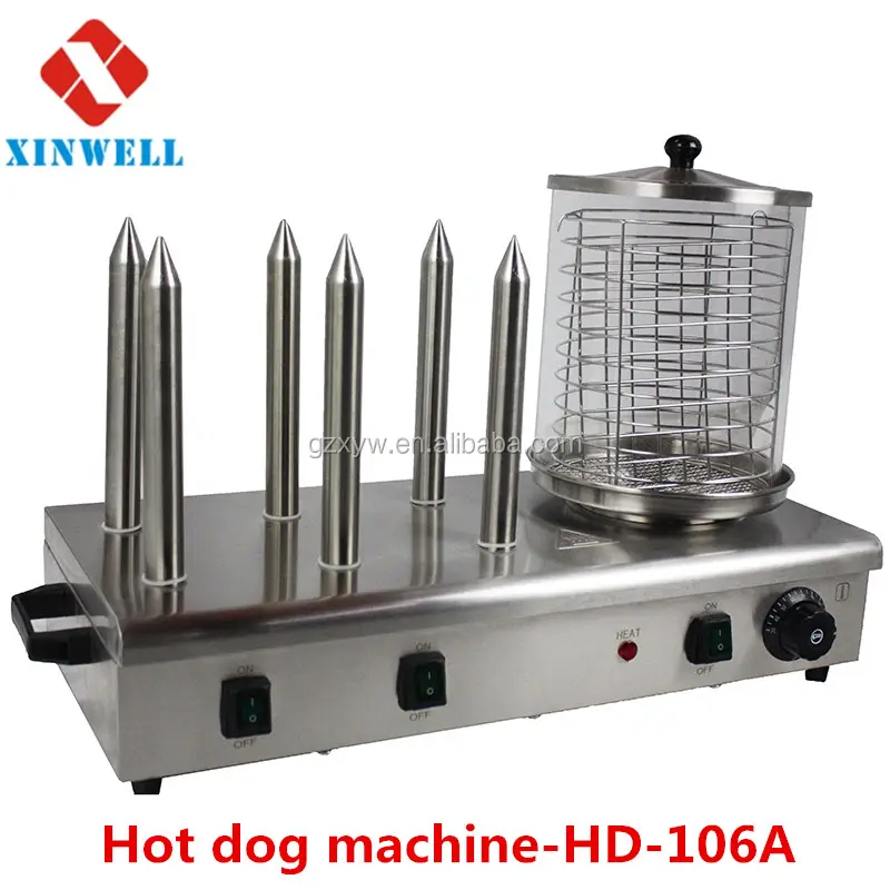 สแตนเลสร้อนสุนัขย่าง HD-106A ที่มี6ความร้อนเข็มเครื่องชงสุนัขร้อน