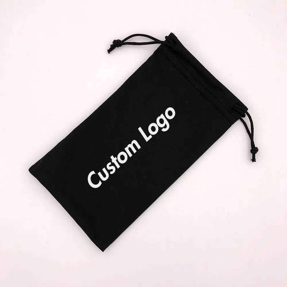 Bolsa de óculos de sol de 90x180mm, logotipo personalizado, preto, bolsa de óculos de microfibra