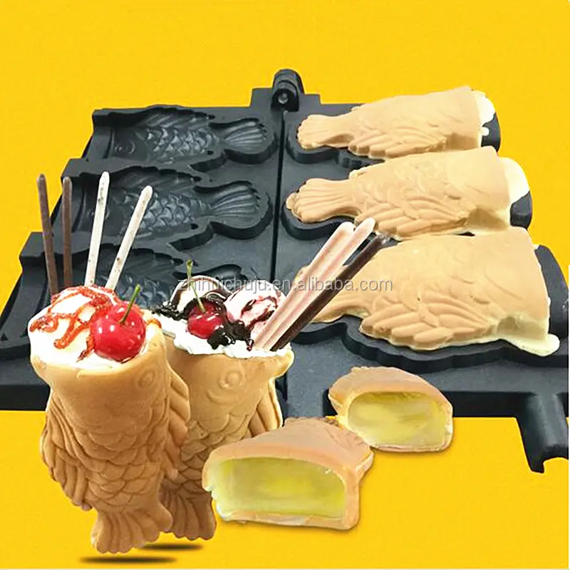 Machine commerciale de gaufrier de forme de poisson de Taiyaki de crème glacée de Taiwan