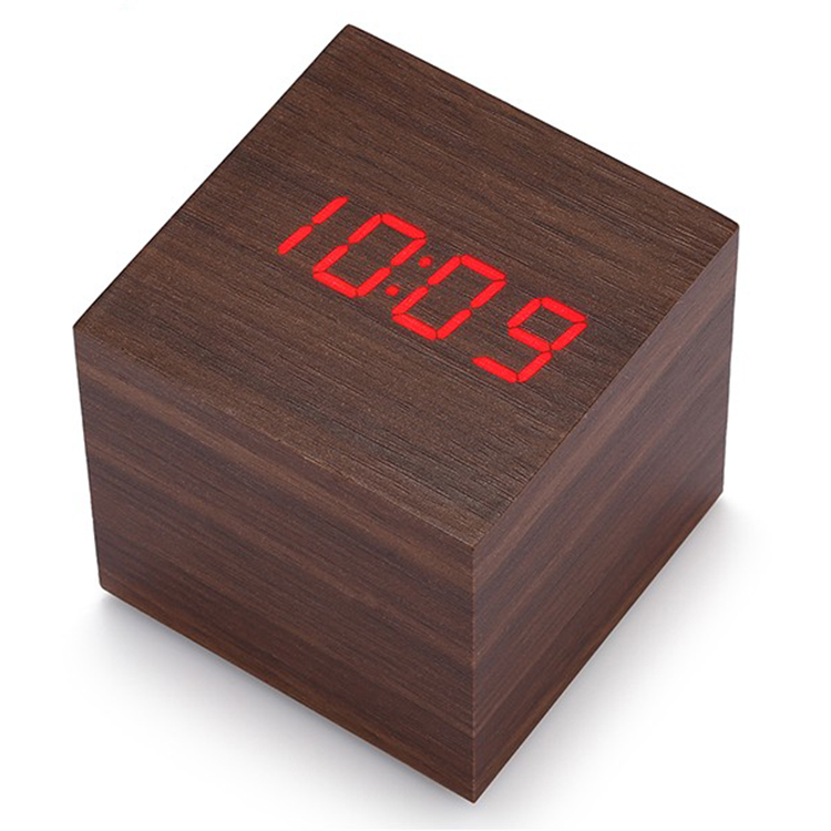 Zogift Holz Holz <span class=keywords><strong>Cube</strong></span> Digitale LED-Licht Schreibtisch Reise Stummwecker USB/AAA <span class=keywords><strong>Timer</strong></span> Temperatur Snooze Stimme Klang Control