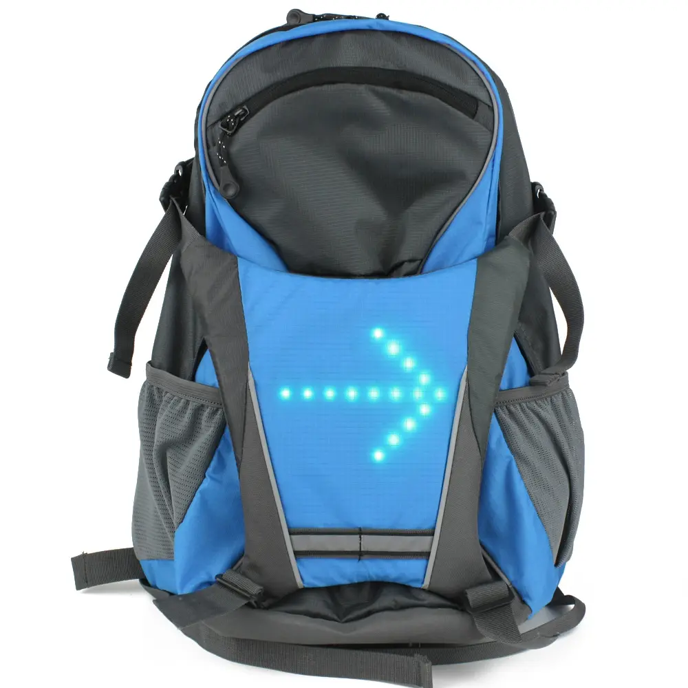 Mochila de bicicleta led com sinal de luz led, mais recente design de segurança