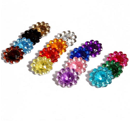 10 milímetros Hotfix Bling Acrílico Esferas Strass Pointback Strass Botões de Flor Artificial de Plástico Decorativo