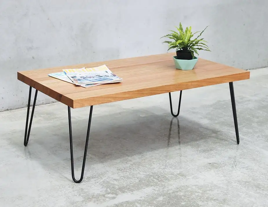 Victorien poutre en chêne bois table basse avec épingle à cheveux